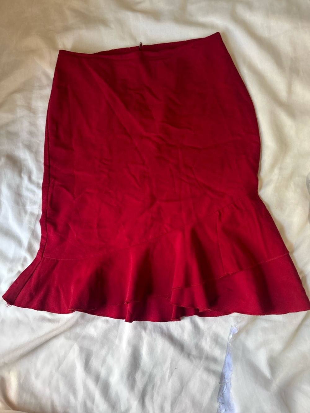 Rave Wear Red Ruffle Vintage Skirt Y2K vtg 2000s Pencil Stretch Dance EUC Womens